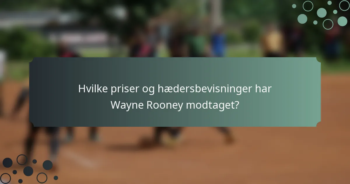 Hvilke priser og hædersbevisninger har Wayne Rooney modtaget?