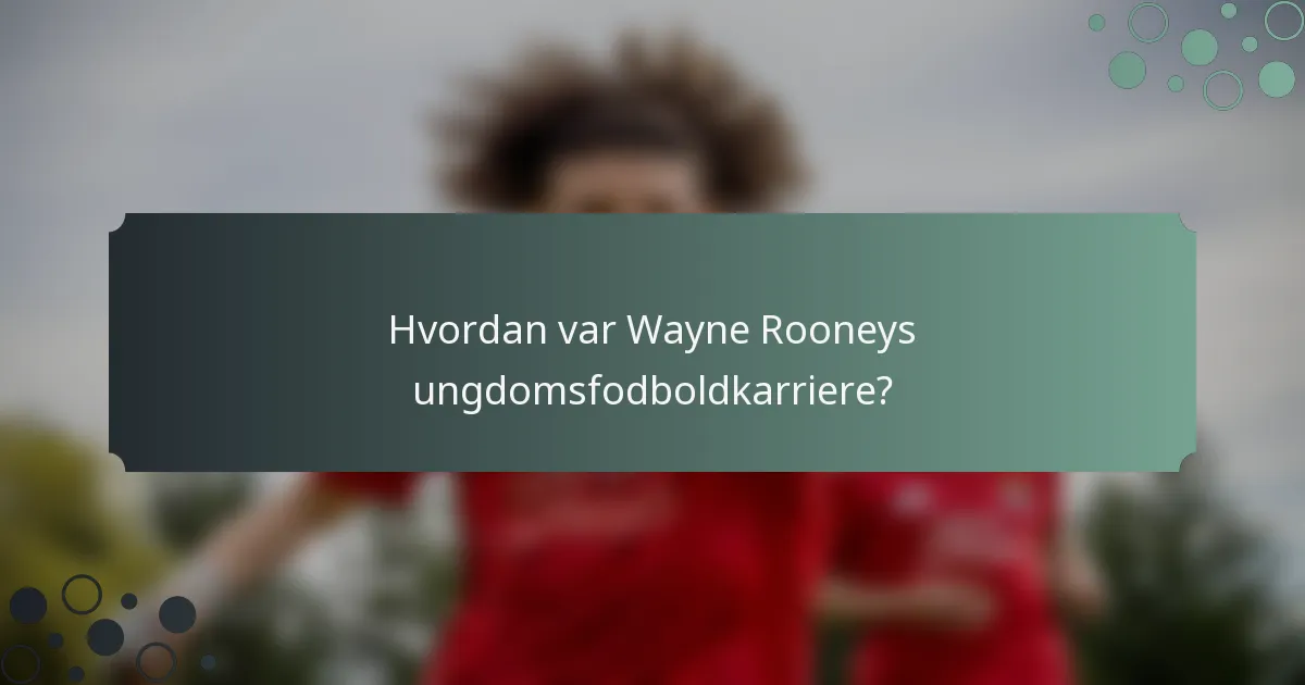Hvordan var Wayne Rooneys ungdomsfodboldkarriere?
